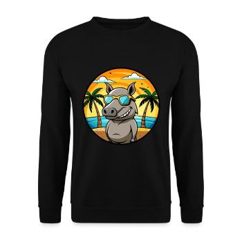 Tapir Funny Cartoon Summer Beach Sunglasses Cool - Unisex Sweatshirt - black - Front - Alina (178cm) & Michal (187cm)