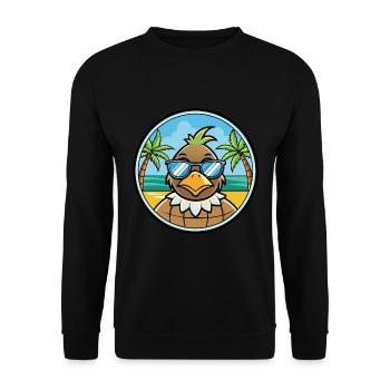 Wachtel Lustige Cartoon Sommer Strand Sonnenbrille Cool - Unisex Pullover - Schwarz - Vorne - Alina (178cm) & Michal (187cm)