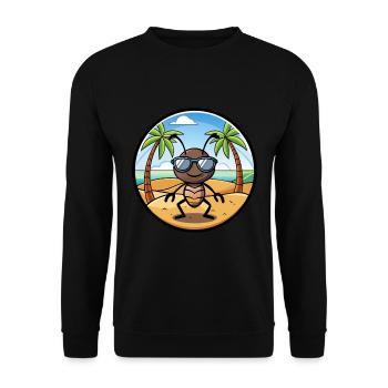Ameise lustige Cartoon Sommer Strand Sonnenbrille Aufkleber - Unisex Pullover - Schwarz - Vorne - Alina (178cm) & Michal (187cm)