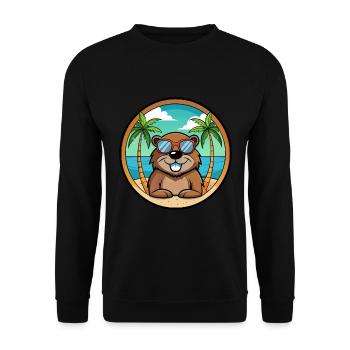 Castor Drôle Dessin Animé Plage D’été Lunettes De Soleil Cool - Sweat-shirt Unisexe - noir - Devant - Alina (178cm) & Michal (187cm)