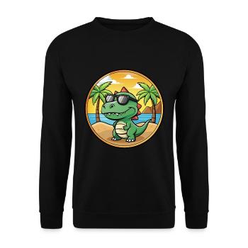Dinosaur Funny Cartoon Summer Beach Sunglasses - Unisex Sweatshirt - black - Front - Alina (178cm) & Michal (187cm)