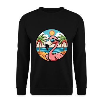 Flamingo Lustige Cartoon Sommer Strand Sonnenbrille - Unisex Pullover - Schwarz - Vorne - Alina (178cm) & Michal (187cm)