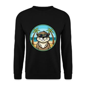 Otter Lustige Cartoon Sommer Strand Sonnenbrille Cool - Unisex Pullover - Schwarz - Vorne - Alina (178cm) & Michal (187cm)