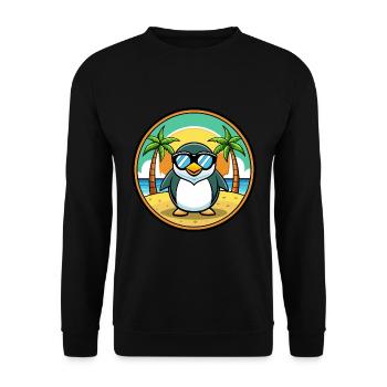 Penguin Funny Cartoon Summer Beach Sunglasses Cool - Unisex Sweatshirt - black - Front - Alina (178cm) & Michal (187cm)