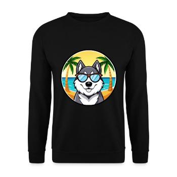 Husky Dog Drôle Dessin Animé Plage Lunettes De Soleil - Sweat-shirt Unisexe - noir - Devant - Alina (178cm) & Michal (187cm)