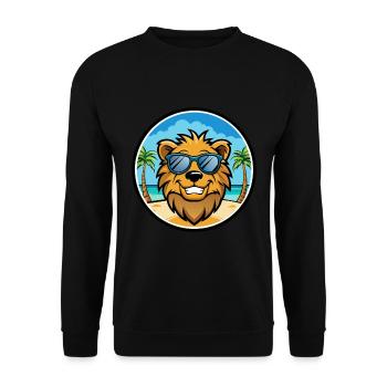 Löwe Lustige Cartoon Sommer Strand Sonnenbrille Aufkleber - Unisex Pullover - Schwarz - Vorne - Alina (178cm) & Michal (187cm)