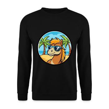 Poney Drôle Dessin Animé Plage D’été Lunettes De Soleil Autocollant - Sweat-shirt Unisexe - noir - Devant - Alina (178cm) & Michal (187cm)