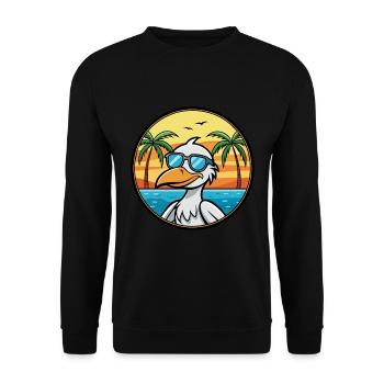 Pelikan Lustige Cartoon Sommer Strand Sonnenbrille Cool - Unisex Pullover - Schwarz - Vorne - Alina (178cm) & Michal (187cm)