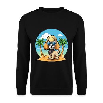 Caniche Chien Drôle Dessin Animé Plage De Plage Lunettes De Soleil - Sweat-shirt Unisexe - noir - Devant - Alina (178cm) & Michal (187cm)
