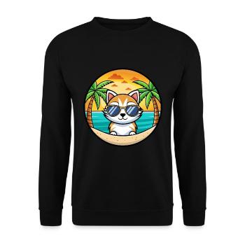 Kitten Funny Cartoon Summer Beach Sunglasses Cool - Unisex Sweatshirt - black - Front - Alina (178cm) & Michal (187cm)