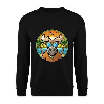 Elch Lustige Cartoon Sommer Strand Sonnenbrille Cool - Unisex Pullover - Schwarz - Vorne - Alina (178cm) & Michal (187cm)
