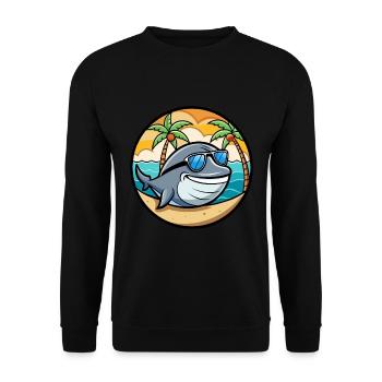 Baleine Drôle Dessin Animé Plage D’été Lunettes De Soleil Cool - Sweat-shirt Unisexe - noir - Devant - Alina (178cm) & Michal (187cm)