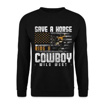 Cowboy Revolver Western Master America - Unisex Sweatshirt - black - Front - Alina (178cm) & Michal (187cm)