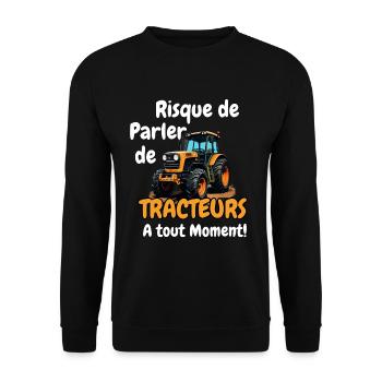 Risque de parler de tracteurs a tout Moment - Sweat-shirt Unisexe - noir - Devant - Alina (178cm) & Michal (187cm)