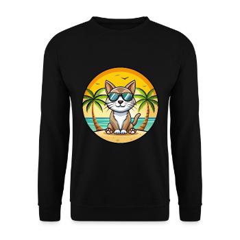 American Bobtail Cat Breed Cartoon Sunglass Beach - Unisex Sweatshirt - black - Front - Alina (178cm) & Michal (187cm)