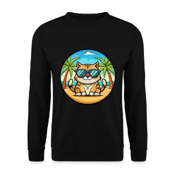 Amerikanische Polydactyl Katzenrasse Cartoon Sonnenbrille - Unisex Pullover - Schwarz - Vorne - Alina (178cm) & Michal (187cm)