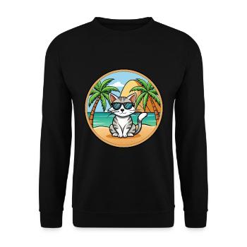 Lunettes de soleil de dessin animé de race de chat égéen plage - Sweat-shirt Unisexe - noir - Devant - Alina (178cm) & Michal (187cm)