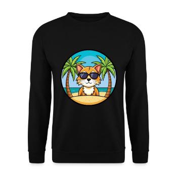 Chat asiatique race dessin animé lunettes de soleil plage - Sweat-shirt Unisexe - noir - Devant - Alina (178cm) & Michal (187cm)