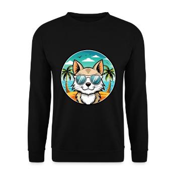 Balinesische Katzenrasse Cartoon Sonnenbrille Strand - Unisex Pullover - Schwarz - Vorne - Alina (178cm) & Michal (187cm)