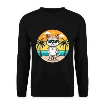 Burmilla Cat Breed Cartoon Sunglasses Beach - Unisex Sweatshirt - black - Front - Alina (178cm) & Michal (187cm)