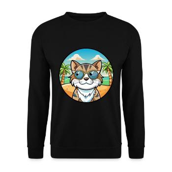 Lunettes de soleil de dessin animé de race de chat calicot dilué plage - Sweat-shirt Unisexe - noir - Devant - Alina (178cm) & Michal (187cm)
