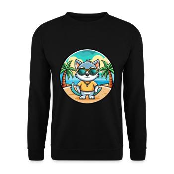 Khao Manee Cat Breed Cartoon Lunettes de soleil Beach - Sweat-shirt Unisexe - noir - Devant - Alina (178cm) & Michal (187cm)