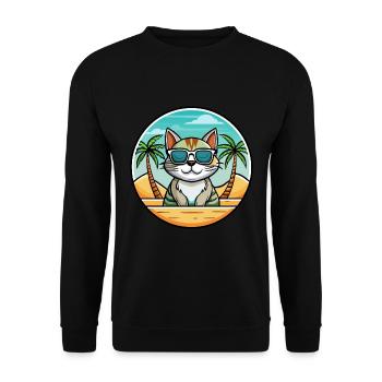 American Wirehair Cat Breed Cartoon Sunglass Beach - Unisex Sweatshirt - black - Front - Alina (178cm) & Michal (187cm)