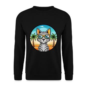 Arabian Egyptian Mau Cat Breed Cartoon Sunglasses - Unisex Sweatshirt - black - Front - Alina (178cm) & Michal (187cm)