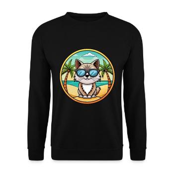 Birma Heilige Katzenrasse Cartoon Sonnenbrille Strand - Unisex Pullover - Schwarz - Vorne - Alina (178cm) & Michal (187cm)
