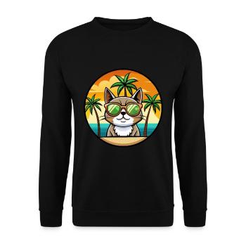 Exotische Kurzhaarkatze Rasse Cartoon Sonnenbrille Strand - Unisex Pullover - Schwarz - Vorne - Alina (178cm) & Michal (187cm)