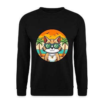 Europäische Kurzhaarkatze Rasse Cartoon Sonnenbrille - Unisex Pullover - Schwarz - Vorne - Alina (178cm) & Michal (187cm)