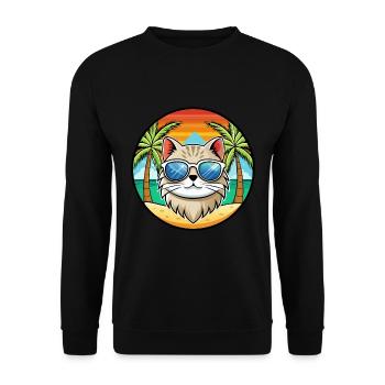 British Longhair Cat Breed Cartoon Sunglass Beach - Unisex Sweatshirt - black - Front - Alina (178cm) & Michal (187cm)