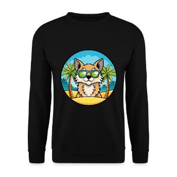 Lunettes de soleil de dessin animé de race de chat à poil long allemand plage - Sweat-shirt Unisexe - noir - Devant - Alina (178cm) & Michal (187cm)