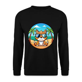 German Rex Cat Breed Cartoon Sunglasses Beach - Unisex Sweatshirt - black - Front - Alina (178cm) & Michal (187cm)