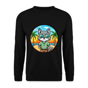 Korat Katzenrasse Cartoon Sonnenbrille Strand - Unisex Pullover - Schwarz - Vorne - Alina (178cm) & Michal (187cm)