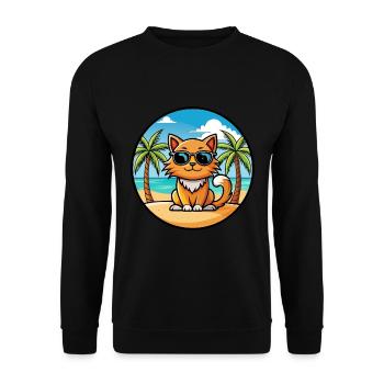 Ingwer Langhaar Katze Rasse Cartoon Sonnenbrille Strand - Unisex Pullover - Schwarz - Vorne - Alina (178cm) & Michal (187cm)