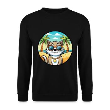 Ragamuffin Lunettes de soleil de dessin animé de race de chat plage - Sweat-shirt Unisexe - noir - Devant - Alina (178cm) & Michal (187cm)