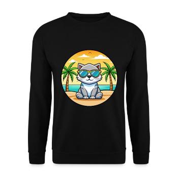 Schottische Falte Katzenrasse Cartoon Sonnenbrille Strand - Unisex Pullover - Schwarz - Vorne - Alina (178cm) & Michal (187cm)