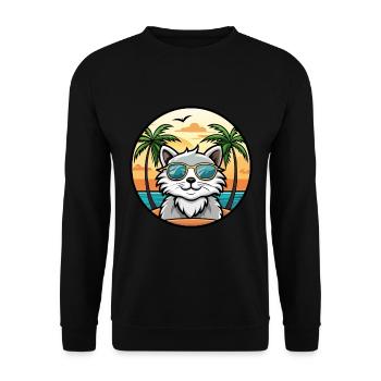 Selkirk Rex Katzenrasse Cartoon Sonnenbrille Strand - Unisex Pullover - Schwarz - Vorne - Alina (178cm) & Michal (187cm)