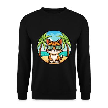 Somali Shorthair Cat Breed Cartoon Sunglass Beach - Sweat-shirt Unisexe - noir - Devant - Alina (178cm) & Michal (187cm)
