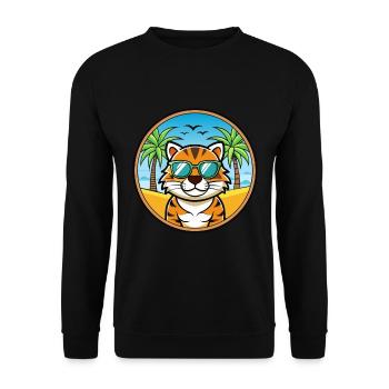 Tiger Cat Breed Cartoon Sunglasses Beach - Unisex Sweatshirt - black - Front - Alina (178cm) & Michal (187cm)
