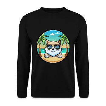 Himalaya-Katzenrasse Cartoon-Sonnenbrille Strand - Unisex Pullover - Schwarz - Vorne - Alina (178cm) & Michal (187cm)