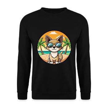 Siamese Shorthair Cat Breed Cartoon Sunglass Beach - Unisex Sweatshirt - black - Front - Alina (178cm) & Michal (187cm)