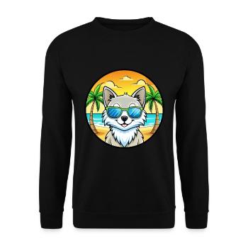 Turkish Angora Cat Breed Cartoon Sunglasses Beach - Unisex Sweatshirt - black - Front - Alina (178cm) & Michal (187cm)