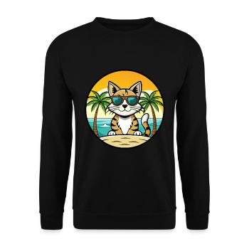 Ägäis Katzenrasse Cartoon Sonnenbrille Strand - Unisex Pullover - Schwarz - Vorne - Alina (178cm) & Michal (187cm)