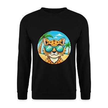Australische gefleckte Nebelkatzenrasse Cartoon Beach - Unisex Pullover - Schwarz - Vorne - Alina (178cm) & Michal (187cm)