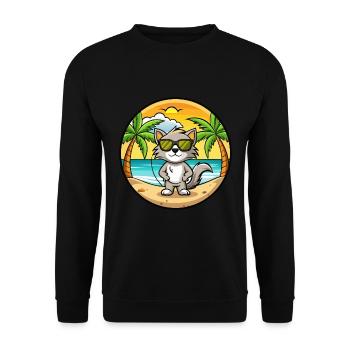 Burmilla Cat Breed Cartoon Sunglasses Beach - Unisex Sweatshirt - black - Front - Alina (178cm) & Michal (187cm)
