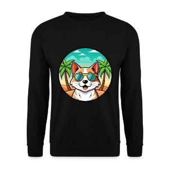 Balinesische Katzenrasse Cartoon Sonnenbrille Strand - Unisex Pullover - Schwarz - Vorne - Alina (178cm) & Michal (187cm)