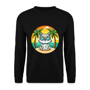 Asiatische Katzenrasse Cartoon Sonnenbrille Strand - Unisex Pullover - Schwarz - Vorne - Alina (178cm) & Michal (187cm)