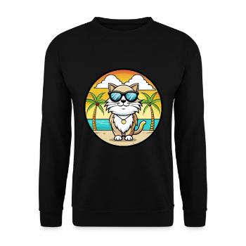 Birma Heilige Katzenrasse Cartoon Sonnenbrille Strand - Unisex Pullover - Schwarz - Vorne - Alina (178cm) & Michal (187cm)